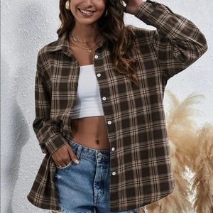 SHEIN BROWN PLIAID FLANNEL